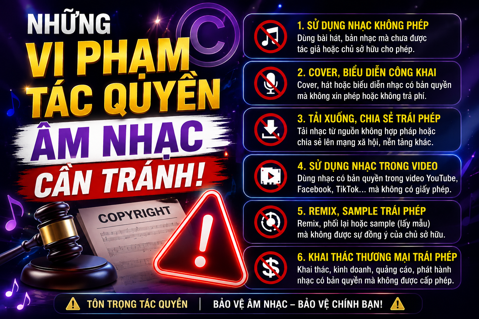 NHỮNG VI PHẠM TÁC QUYỀN ÂM NHẠC CẦN TRÁNH